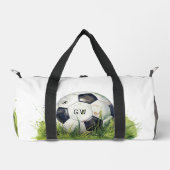 Voetballer coach bal realistische initialen plunjezak (Voorkant)