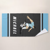Voetballer gestreept gepersonaliseerde moderne tre badhanddoek (Badhanddoek)