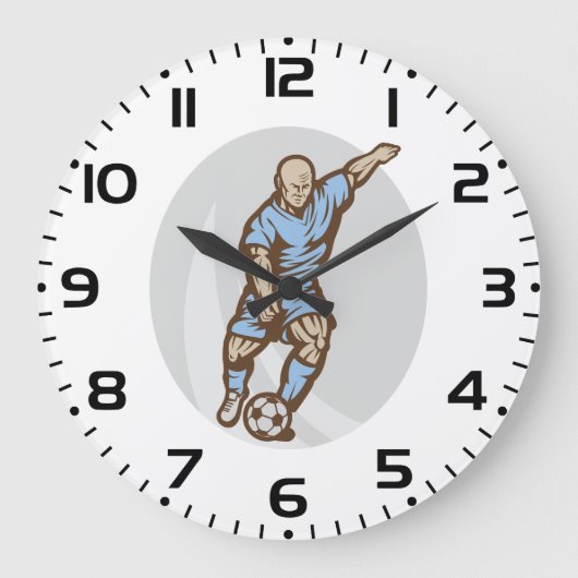  Voetballer Illustratie Retro Football Grote Klok (Voorkant)