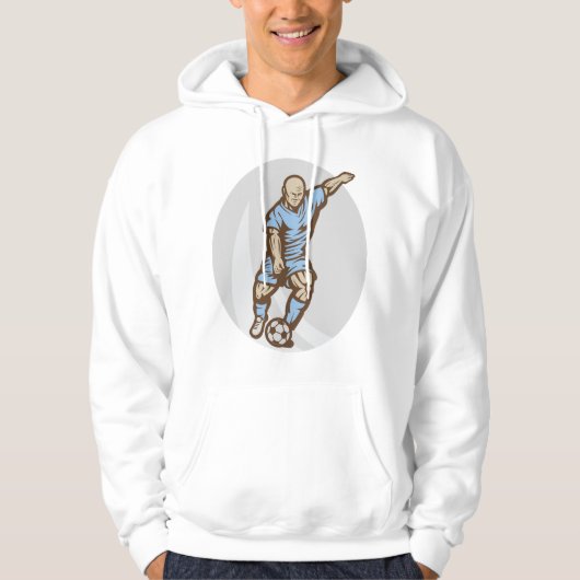  Voetballer Illustratie Retro Football Hoodie (Voorkant)