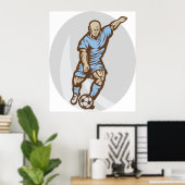  Voetballer Illustratie Retro Football Poster (Thuiskantoor)