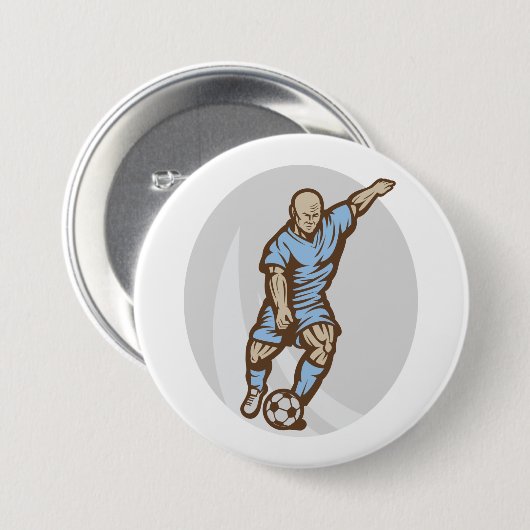  Voetballer Illustratie Retro Football Ronde Button 7,6 Cm (Voorkant /achterkant)