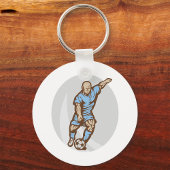  Voetballer Illustratie Retro Football Sleutelhanger