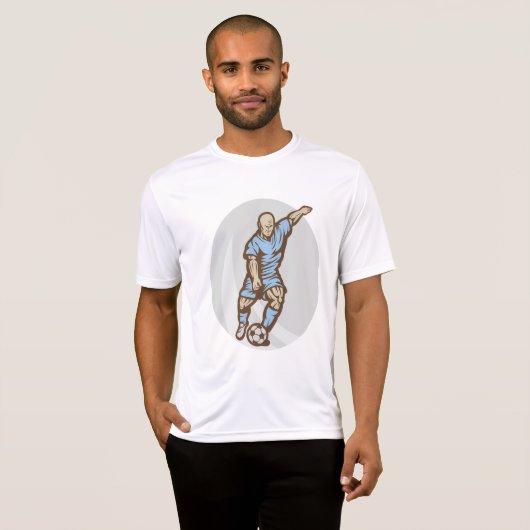 Voetballer Illustratie Retro Football T-shirt (Voorkant volledig)
