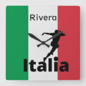 Voetballer, Italië aanpasbaar Vierkante Klok (Voorkant)