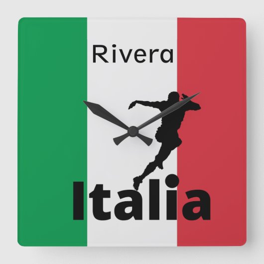 Voetballer, Italië aanpasbaar Vierkante Klok (Voorkant)