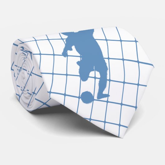 Voetballer Kicking Ball Blue Check stropdas (Opgerold)