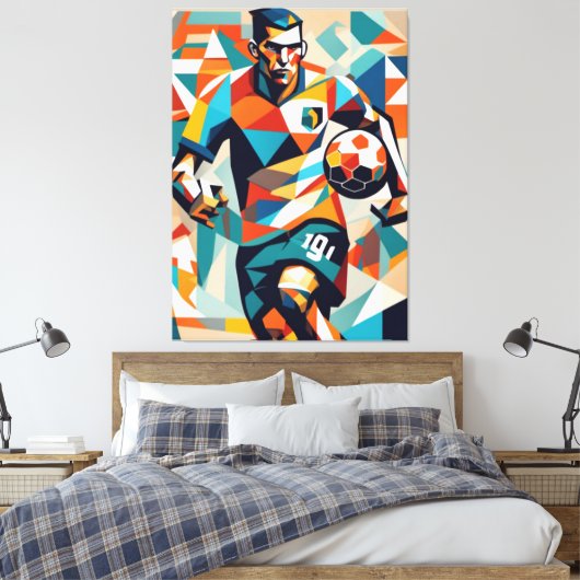 Voetballer kubismeCanvas Print (Insitu (Slaapkamer))