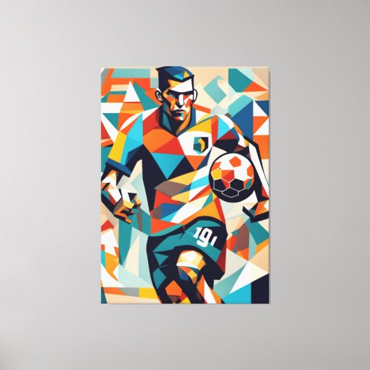 Voetballer kubismeCanvas Print (Voorkant)
