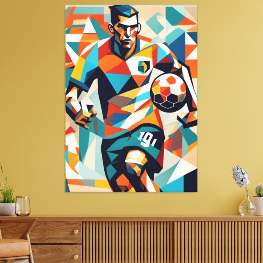 Voetballer kubismeCanvas Print (Insitu (Woonkamer))