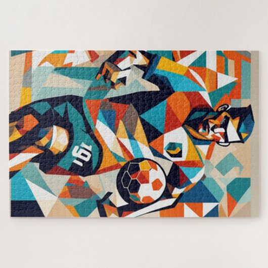 Voetballer kubist legpuzzel (Horizontaal)