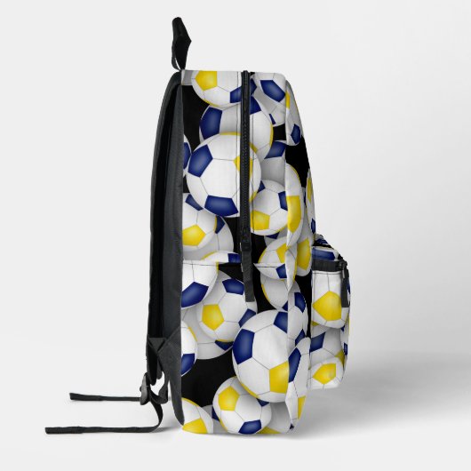 Voetballer monogrammed blauw goud team kleuren bedrukte rugzak (Links)