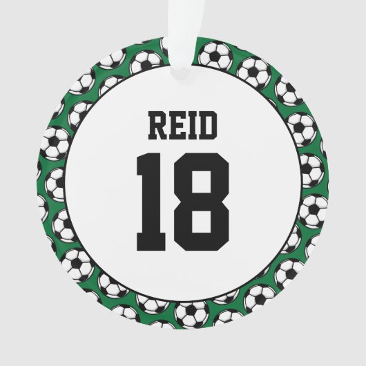 Voetballer NAAM Nummer Sport Doel Plezier Ornament (voorkant)