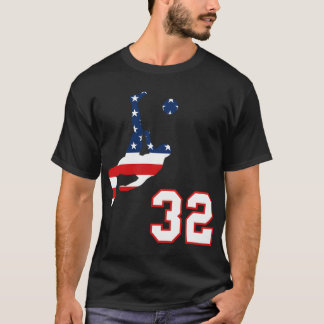 Voetballer nummer 32 met Amerikaanse vlag BIC T-shirt