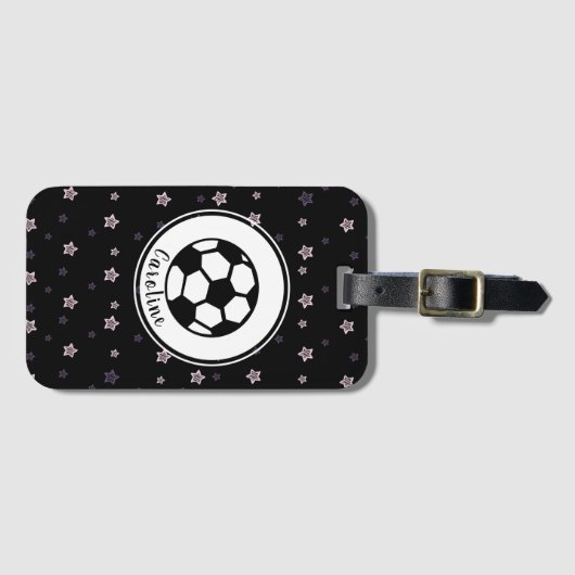Voetballer Schattige Star Pattern Meisjes Geperson Bagagelabel (Voorkant (horizontaal))