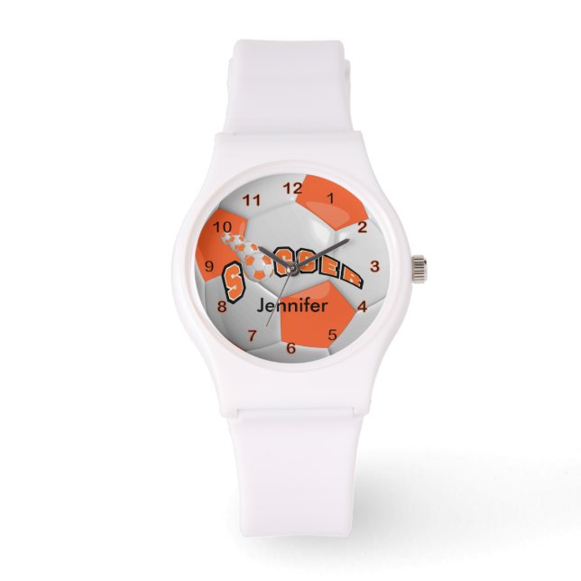 Voetballer Sportief Oranje Voetbal Horloge (Voorkant)