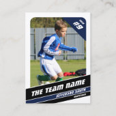 Voetballer Trading Kaart in Krachtig Blauw Wit Contactkaartje (Voorkant)