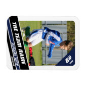 Voetballer Trading Kaart in Krachtig Blauw Wit Magneet (Horizontaal)