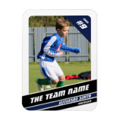 Voetballer Trading Kaart in Krachtig Blauw Wit Magneet (Verticaal)