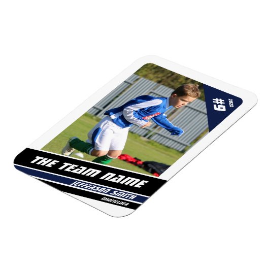 Voetballer Trading Kaart in Krachtig Blauw Wit Magneet (Linkerzijde)