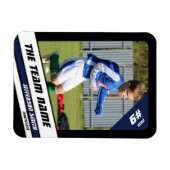 Voetballer Trading Kaart in Krachtig Blauw Zwart Magneet (Horizontaal)