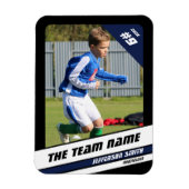 Voetballer Trading Kaart in Krachtig Blauw Zwart Magneet (Verticaal)