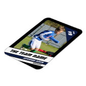 Voetballer Trading Kaart in Krachtig Blauw Zwart Magneet (Linkerzijde)