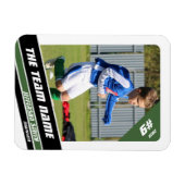 Voetballer Trading Kaart in Krachtig Groen Wit Magneet (Horizontaal)