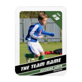 Voetballer Trading Kaart in Krachtig Groen Wit Magneet (Verticaal)