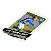 Voetballer Trading Kaart in Krachtig Groen Wit Magneet (Linkerzijde)