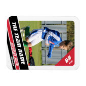 Voetballer Trading Kaart in Krachtig Rood Wit Magneet (Horizontaal)