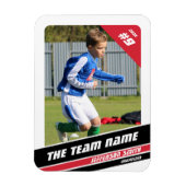 Voetballer Trading Kaart in Krachtig Rood Wit Magneet (Verticaal)