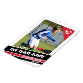 Voetballer Trading Kaart in Krachtig Rood Wit Magneet (Linkerzijde)