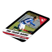 Voetballer Trading Kaart in Krachtig Rood Zwart Magneet (Linkerzijde)