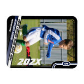 Voetballer Trading Kaart in Zwart Blauw Magneet (Horizontaal)