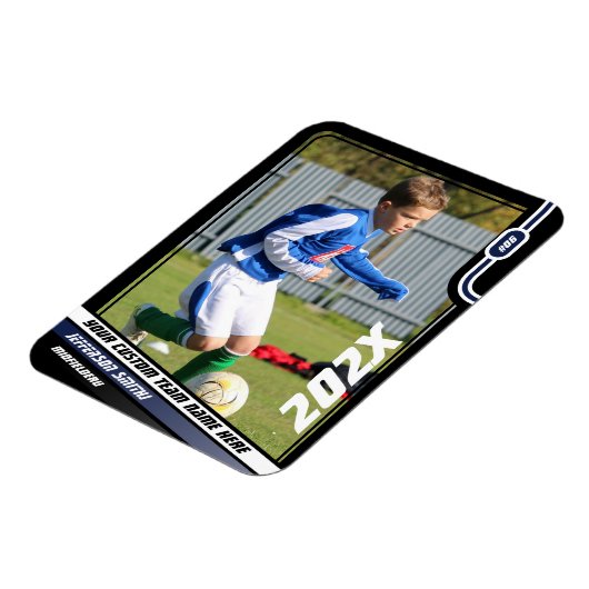 Voetballer Trading Kaart in Zwart Blauw Magneet (Linkerzijde)