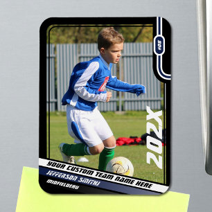 Voetballer Trading Kaart in Zwart Blauw Magneet