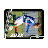 Voetballer Trading Kaart in Zwart Groen Magneet (Horizontaal)