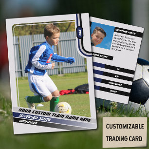 Voetballer Trading Kaart Lichtgrijs Blauw Contactkaartje