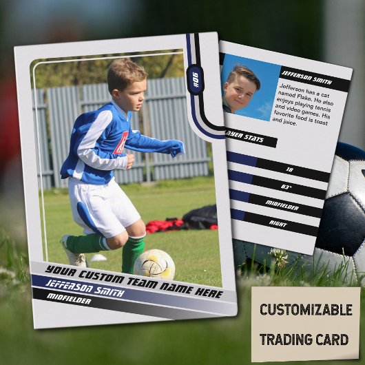 Voetballer Trading Kaart Lichtgrijs Blauw Contactkaartje