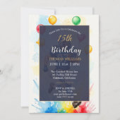 Voetballer Verjaardagsfeest Uitnodiging, Ballonnen Kaart (Voorkant)