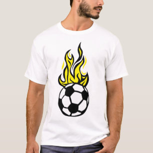 voetballer, vlammen, flame cartoon t-shirt
