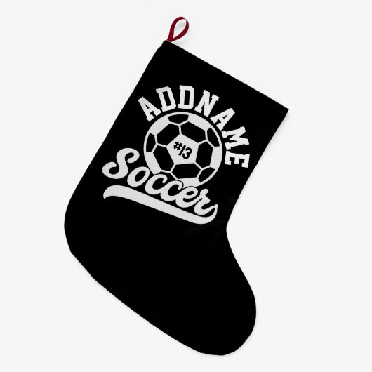 Voetballer VOEG NAAM Football Team gepersonaliseer Grote Kerstsok (Voorkant (Hangend))