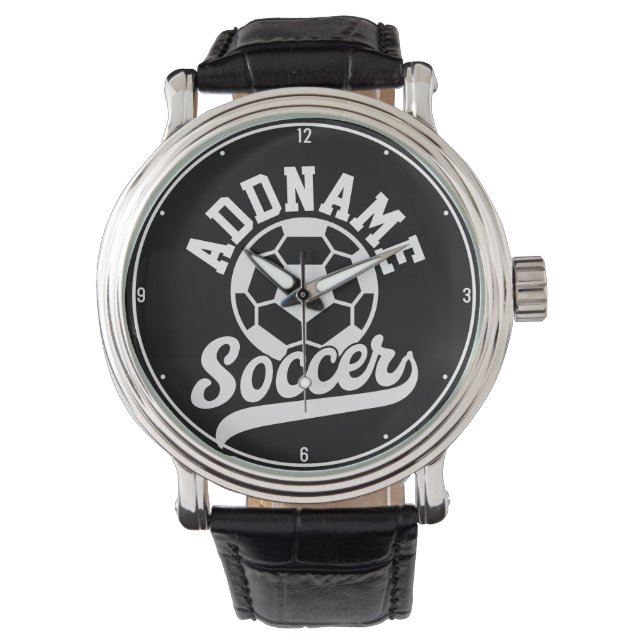 Voetballer VOEG NAAM Football Team gepersonaliseer Horloge (Voorkant)