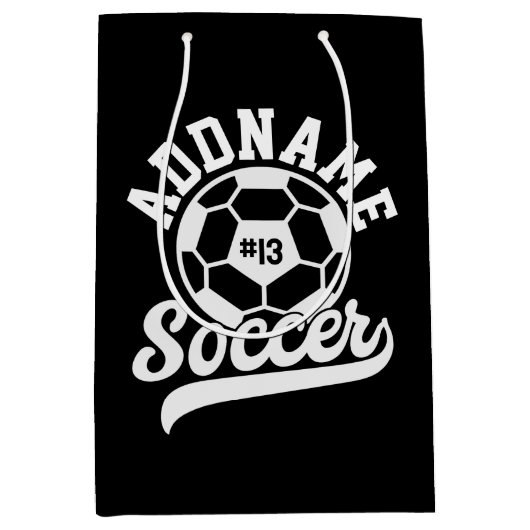 Voetballer VOEG NAAM Football Team gepersonaliseer Medium Cadeauzakje (Voorkant)