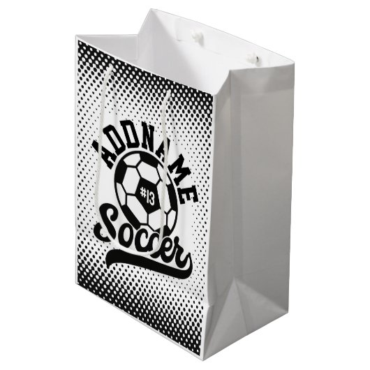 Voetballer VOEG NAAM Football Team gepersonaliseer Medium Cadeauzakje (Voorkant Gekanteld)