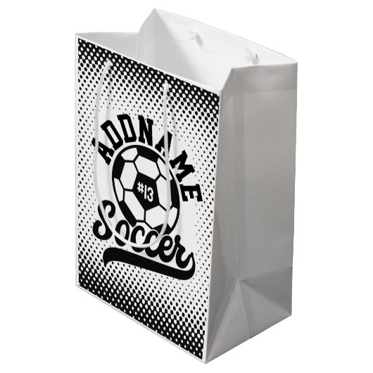 Voetballer VOEG NAAM Football Team gepersonaliseer Medium Cadeauzakje (Achterkant Gekanteld)