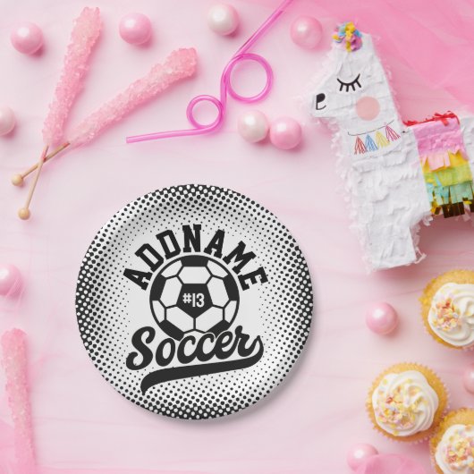 Voetballer VOEG NAAM Football Team gepersonaliseer Papieren Bordje (Feest)