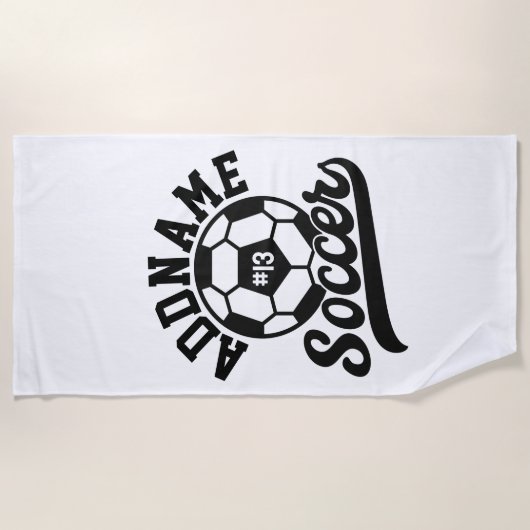 Voetballer VOEG NAAM Football Team gepersonaliseer Strandlaken (Voorkant)