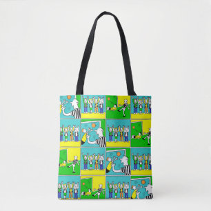 voetballers en ventilatoren tote bag